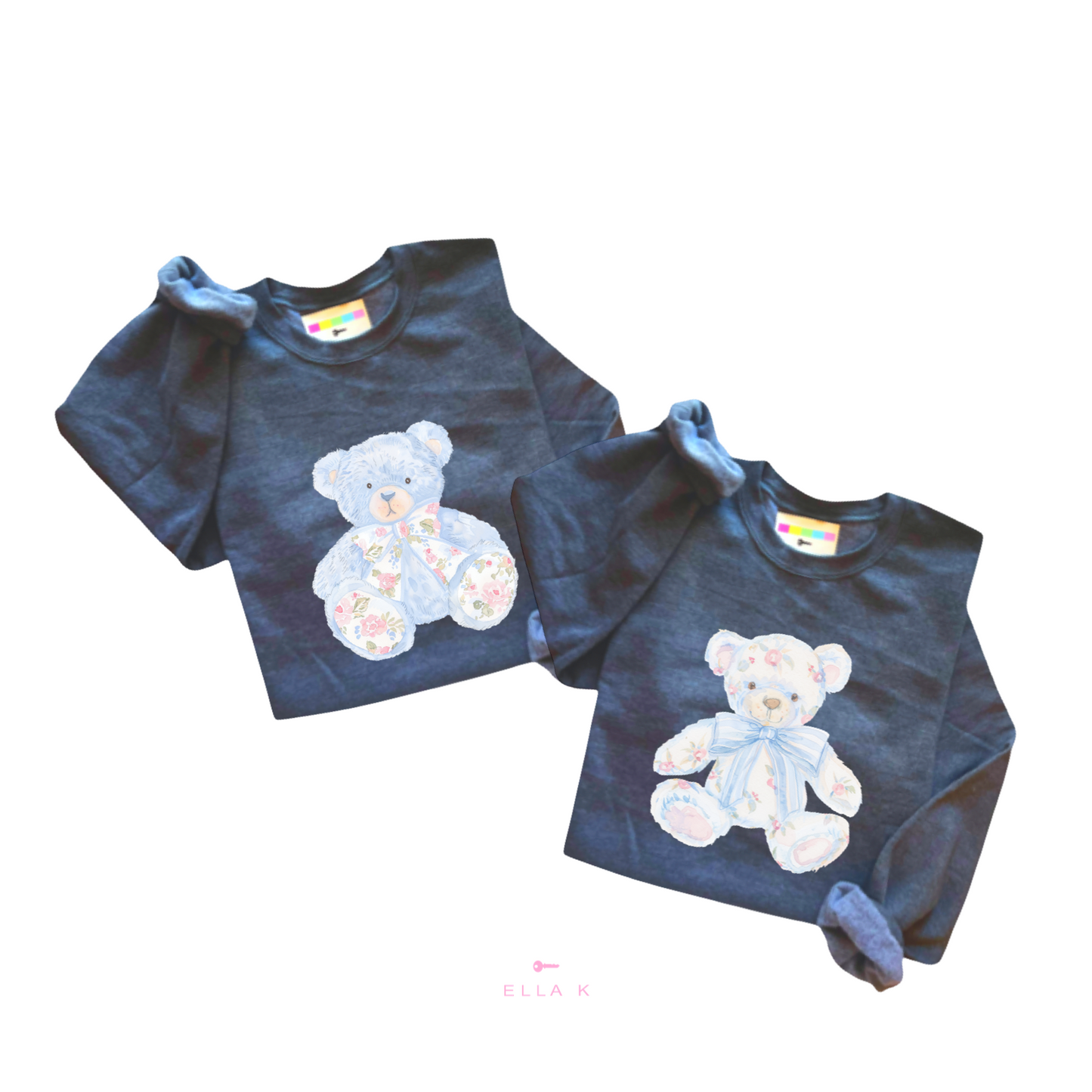 Watercolor Floral Coquette Bear Bow Sweatshirt