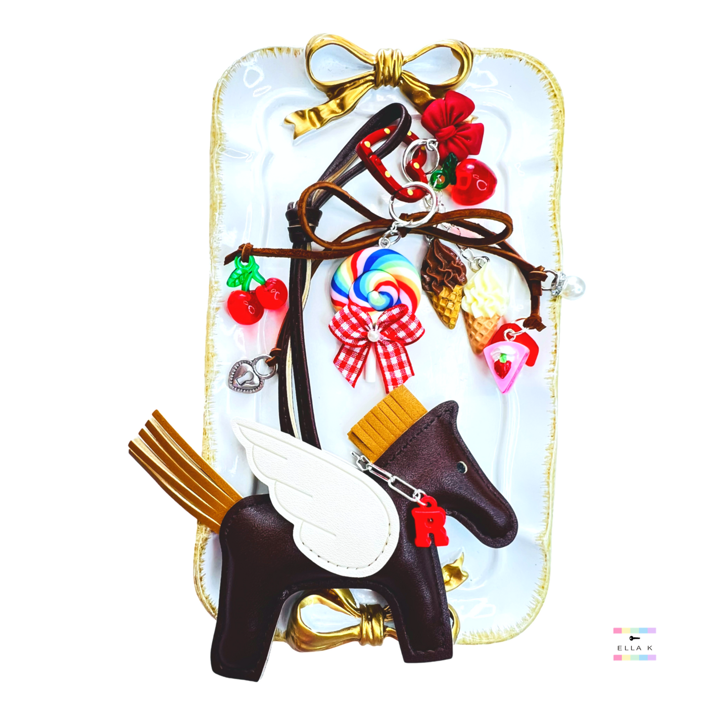Flying Pony Chocolate Brown Bag Charm