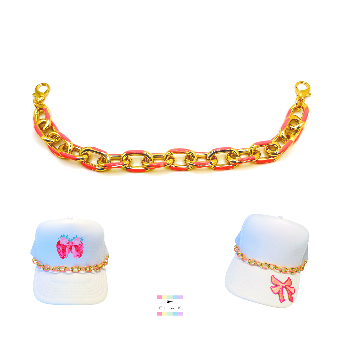 Pink Enamel Trucker Hat Chain