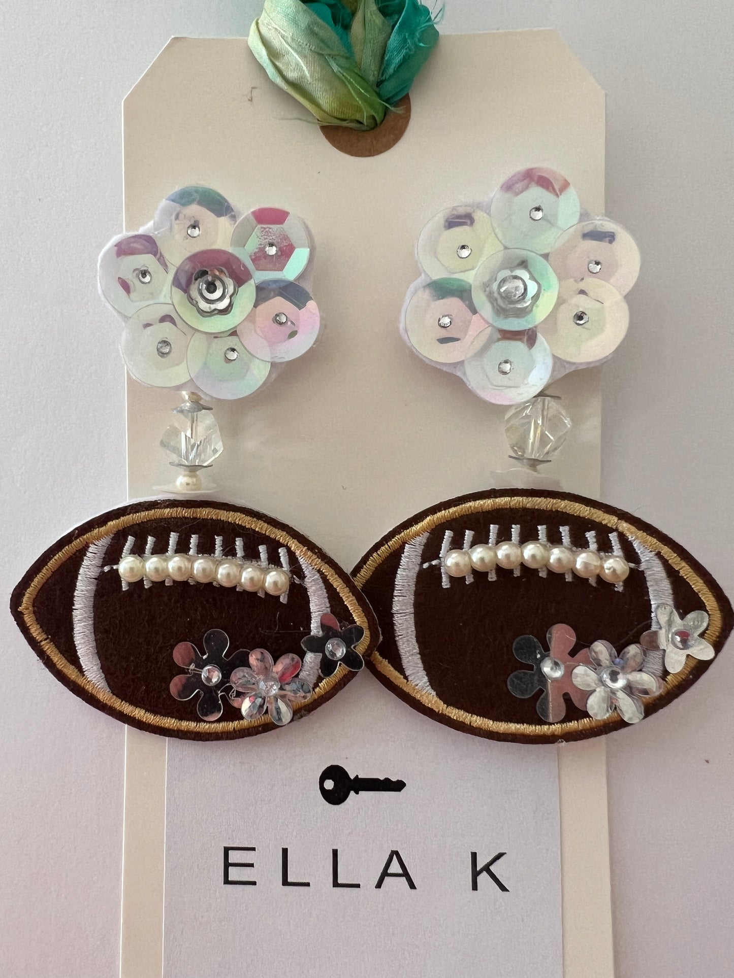 Iridescent Fowler Football Earrings