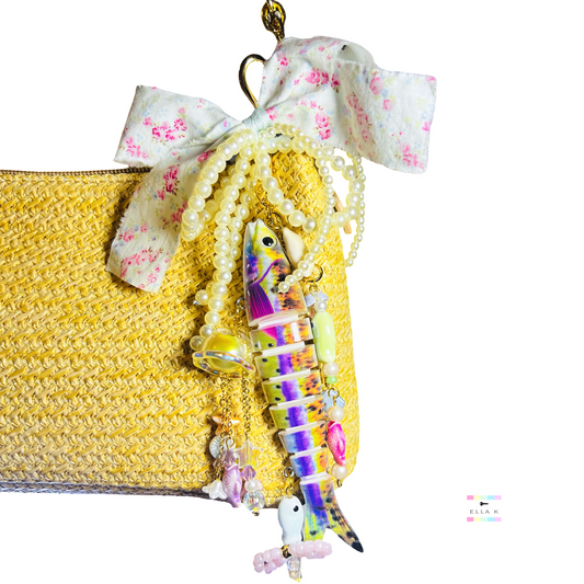 Fancy Fish Floral Coquette Bow Bag Charm