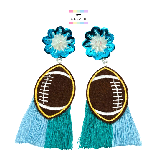 Totally Teal Football Earrings