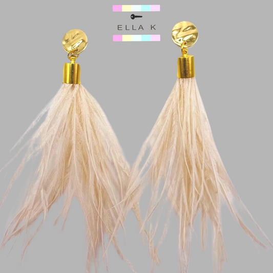 Feather Earrings - Cream