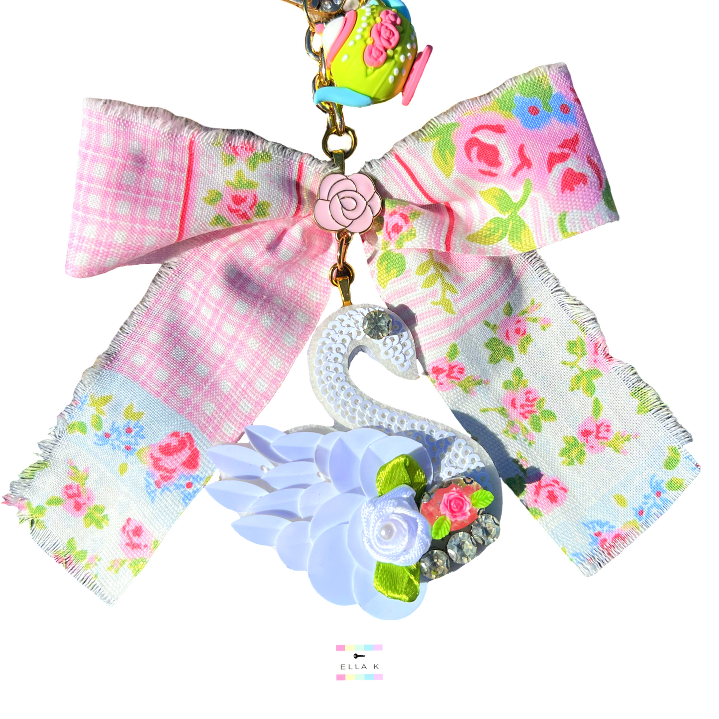 Heirloom Swan Coquette Tea Garden Bag Charm