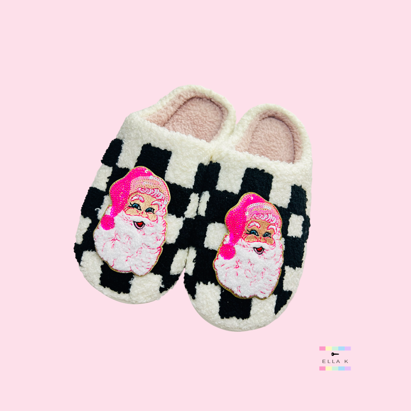 Santa Patch Checkered House Slippers