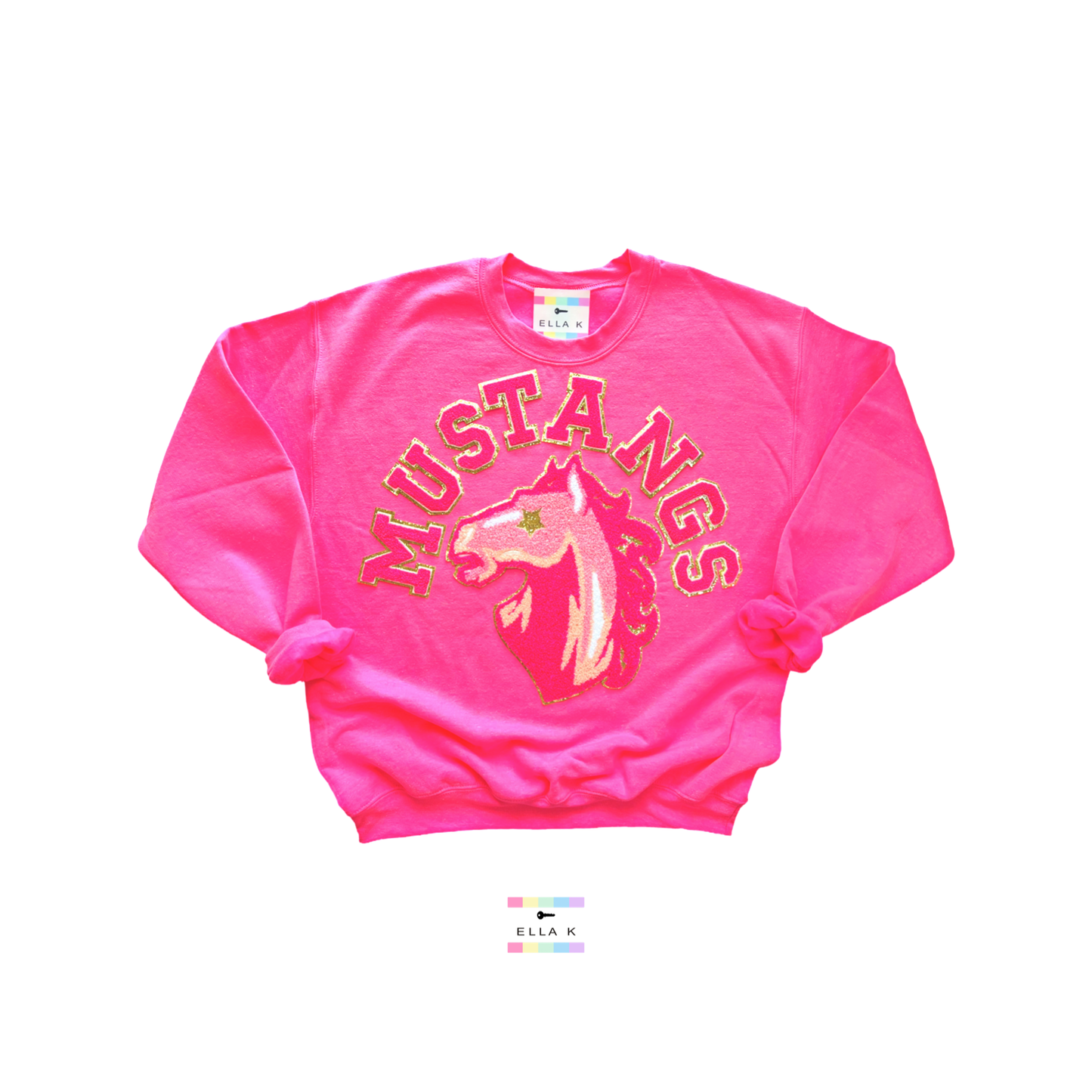 West Jones Mustangs Preppy Pink Varsity  Pullover