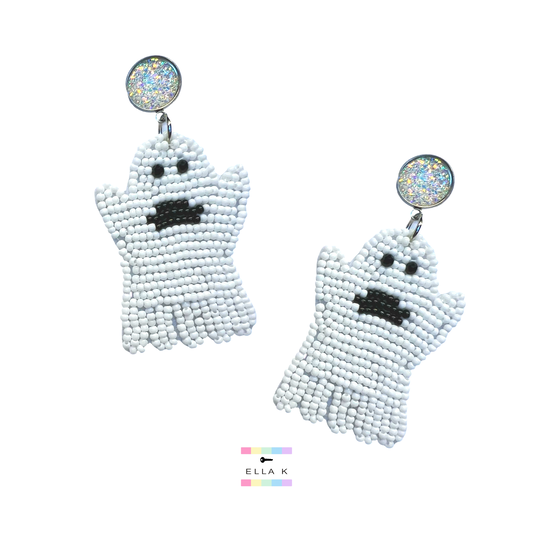 Cute Beaded Ghost Earrings