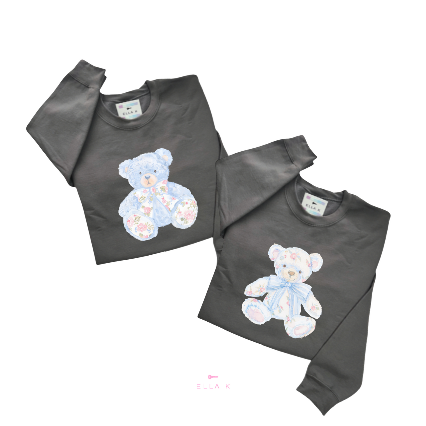 Watercolor Floral Coquette Bear Bow Sweatshirt