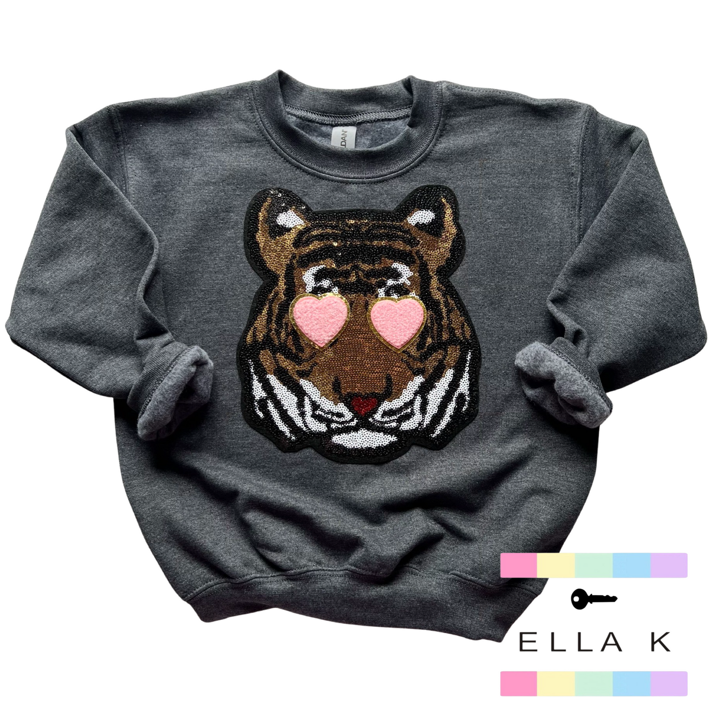 Mini Kids Pink Heart Eyes Sequin Tiger