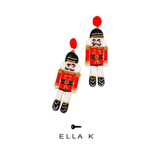 London Soldier Nutcracker Christmas Earrings