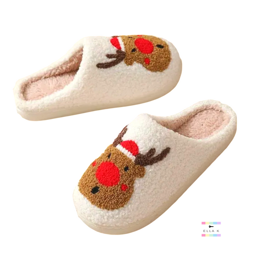 Red Nose Reindeer Christmas House Slippers