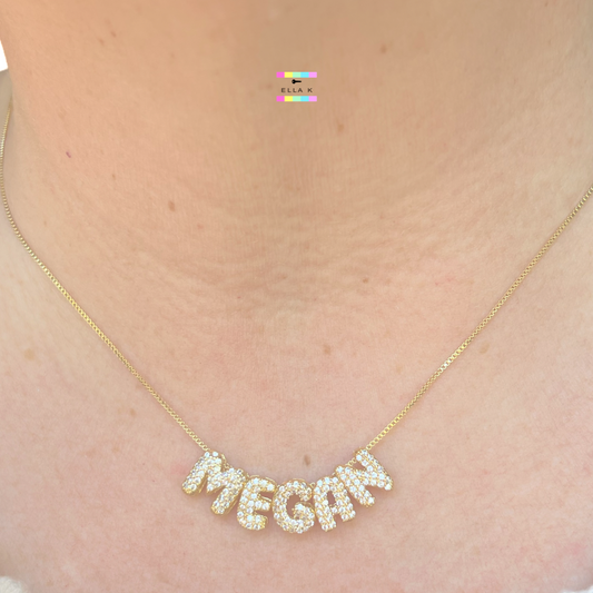 Mini Custom Bubble Letter Name Necklace