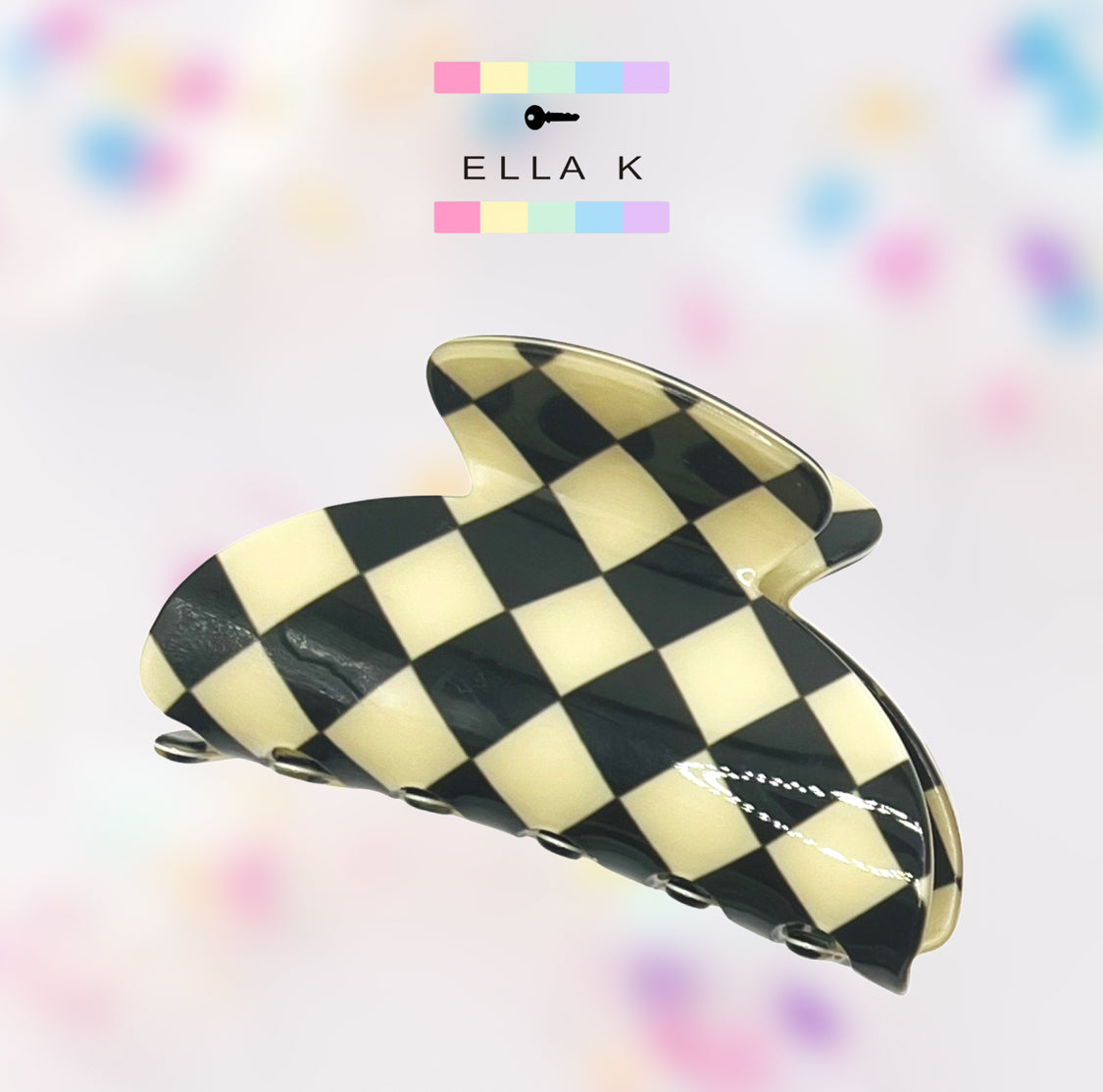 Custom Name Checkered Hair Claw Clip