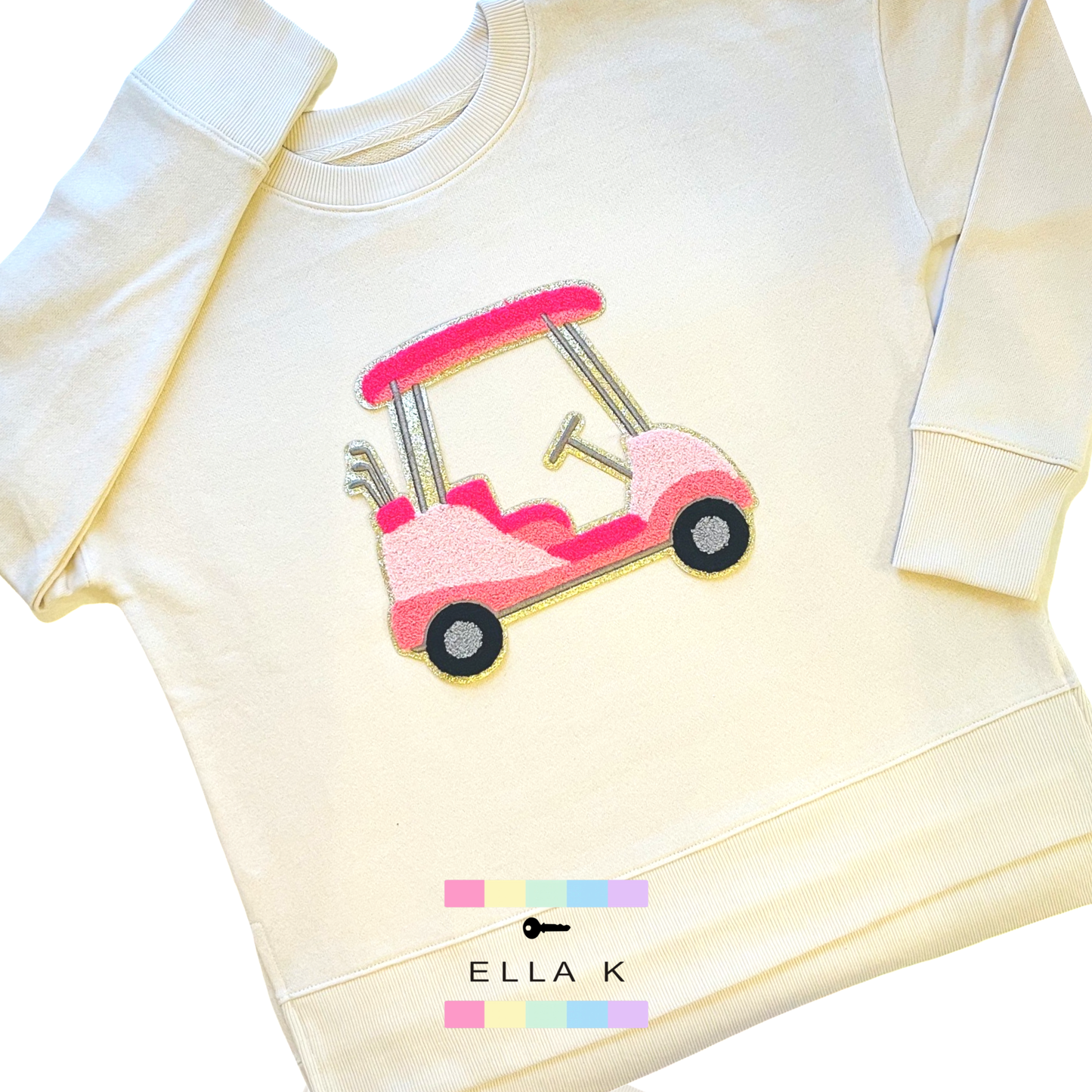 Preppy Pink Golf Cart Pullover - Beige