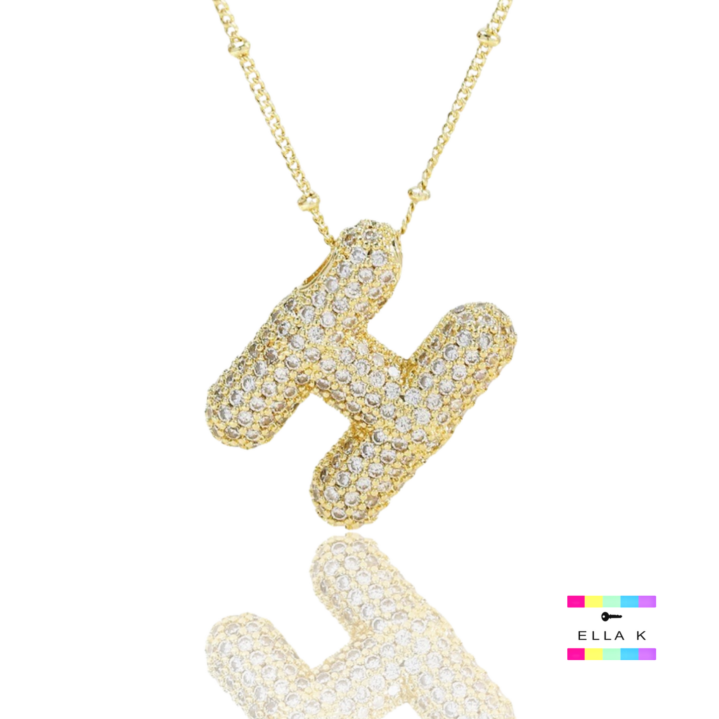 Pave Bubble Letter Necklace