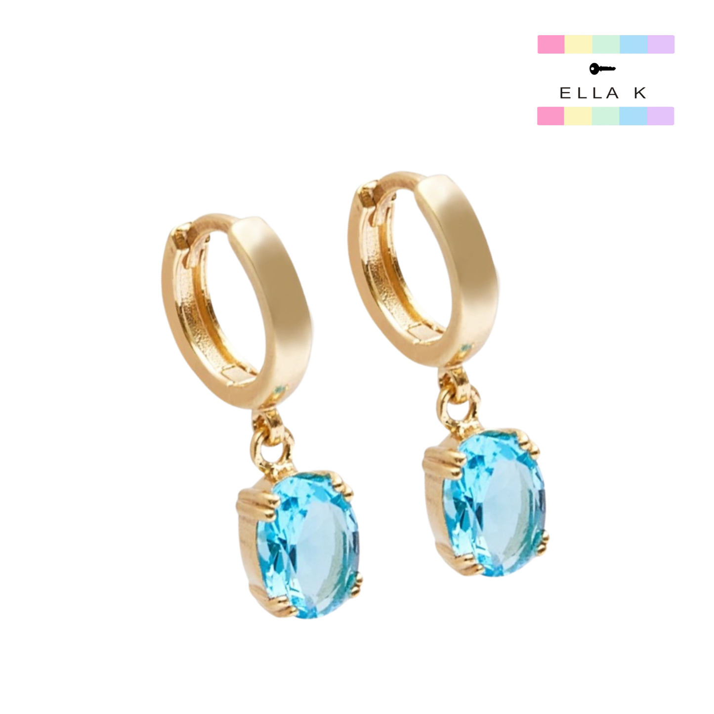 Oval Birthstone Huggie Earrings