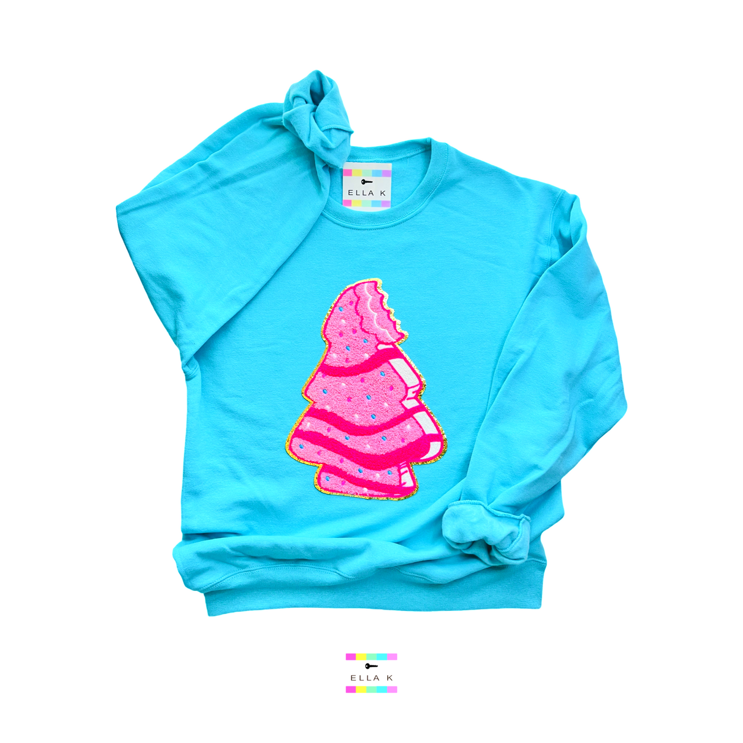 Preppy Pink Christmas Tree Snack Cake Sweatshirt