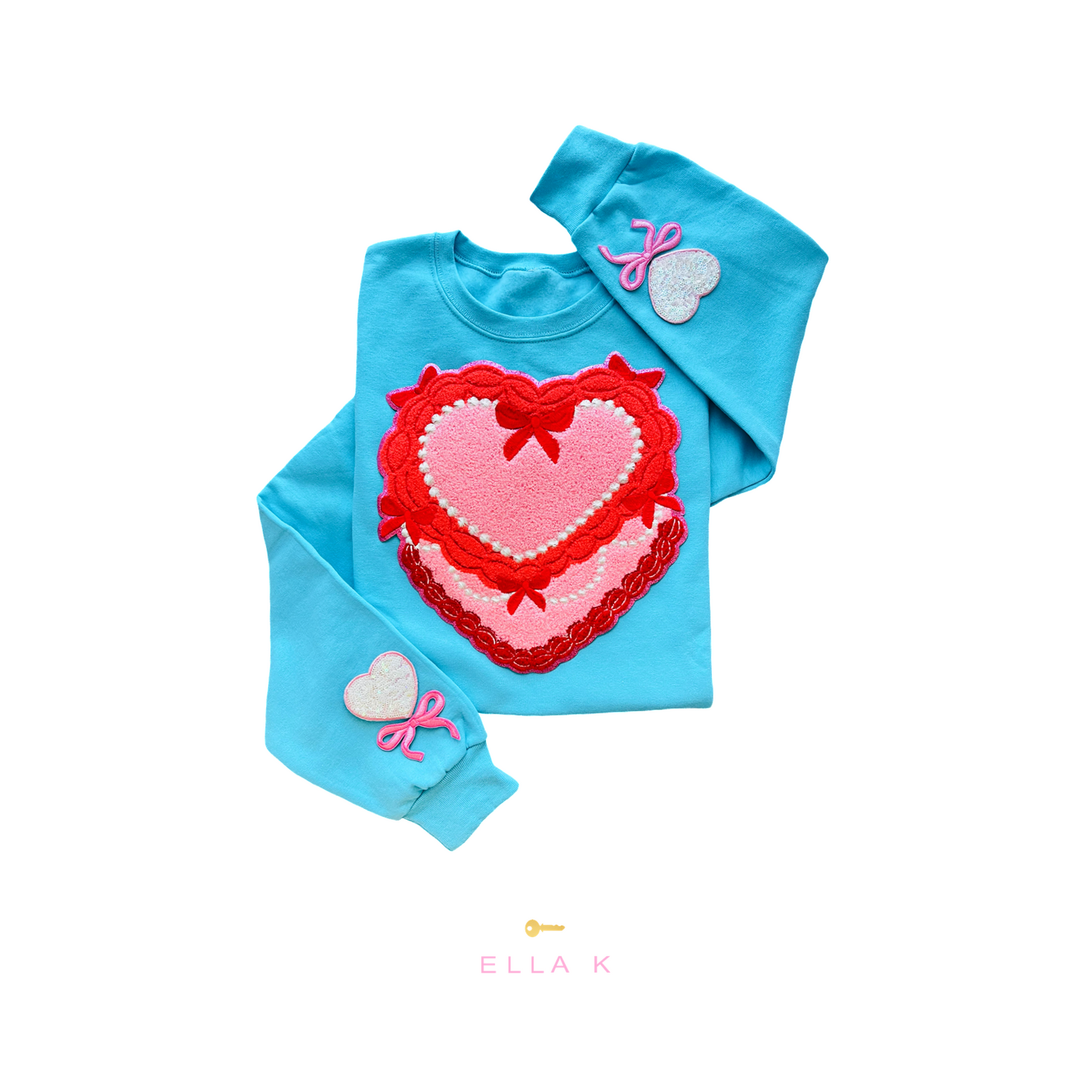 Coquette Bow Chenille Heart Cake Sweatshirt