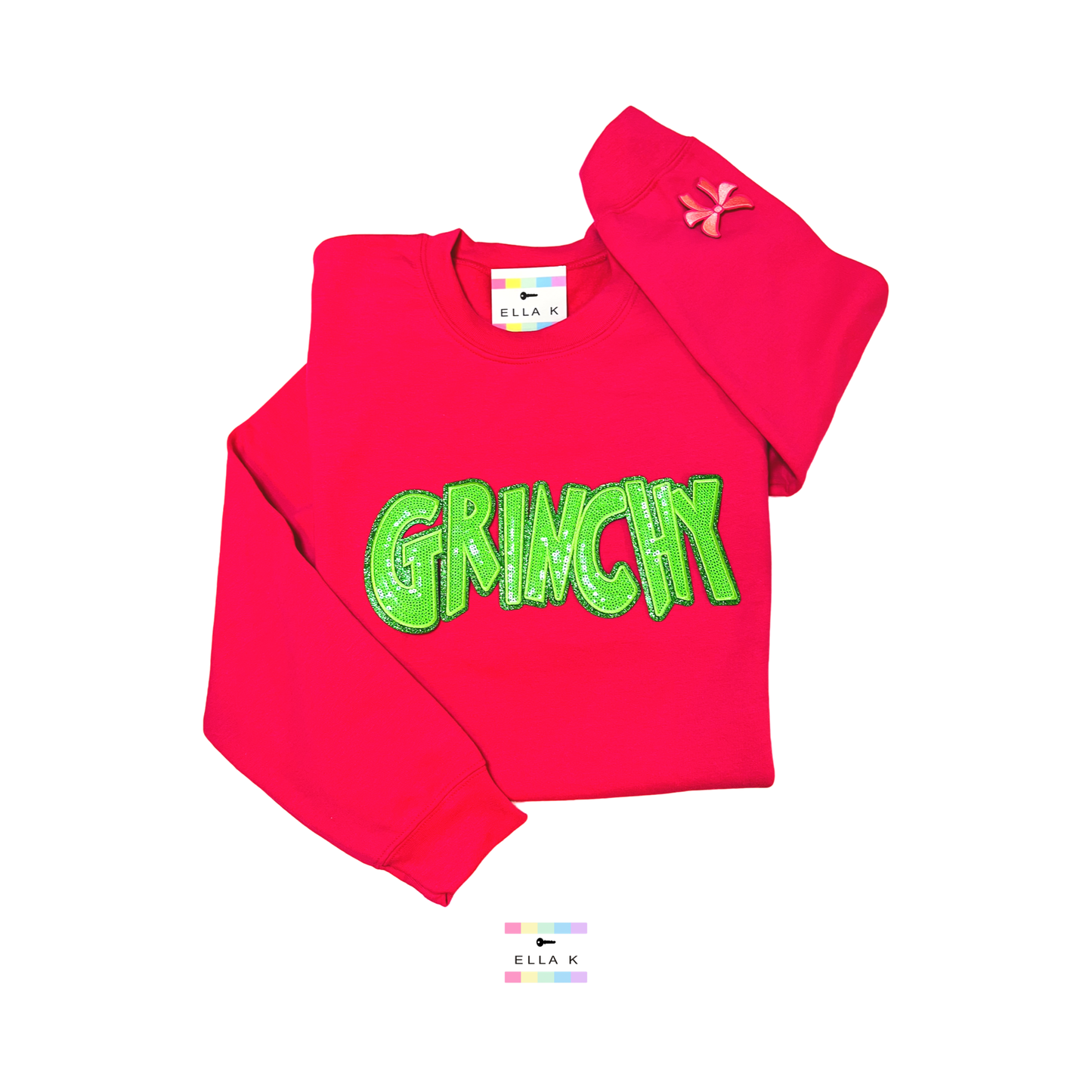 Green Sequin “Grinchy” Custom Color Sweatshirt