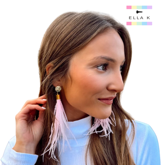 Pink Feather Earrings