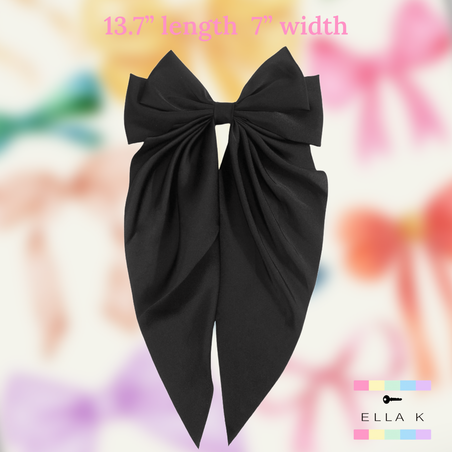 Black Satin Bow Barrette Hair Clip