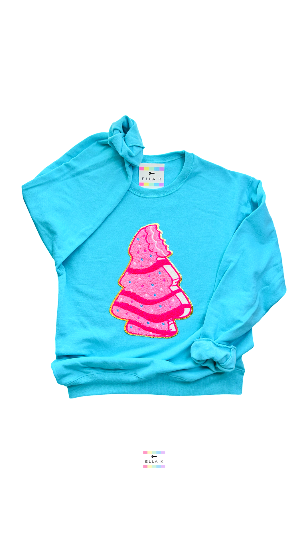 Preppy Pink Christmas Tree Snack Cake Sweatshirt