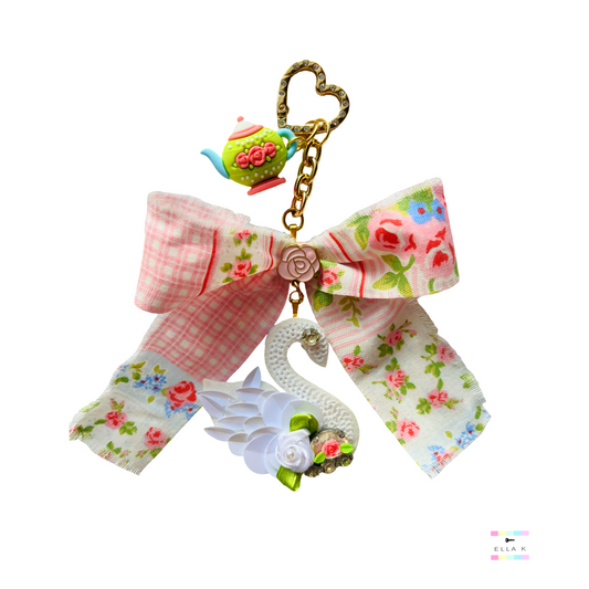 Heirloom Swan Coquette Tea Garden Bag Charm