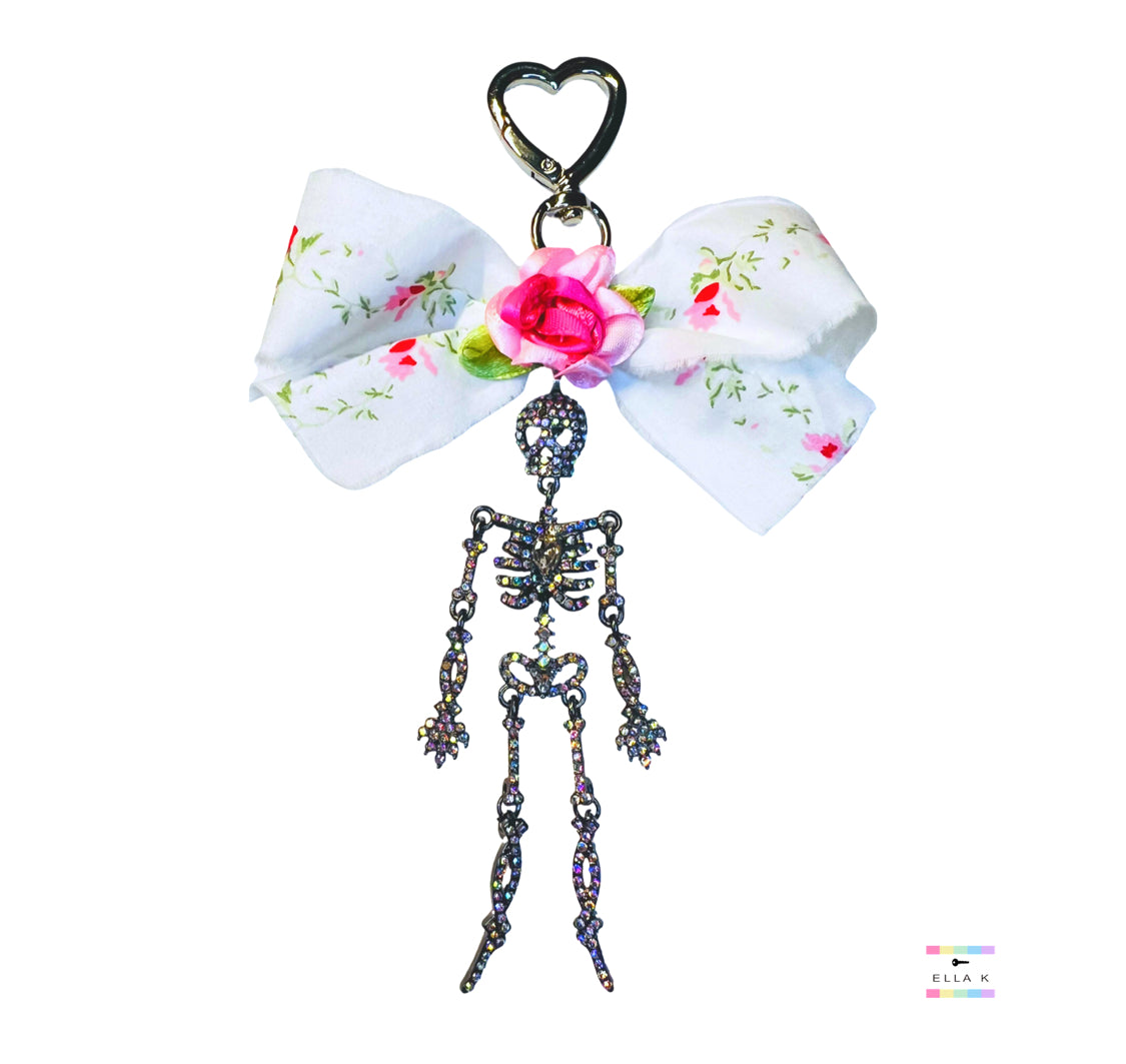 Midnight Fancy Bones Coquette Bow Bag Charm