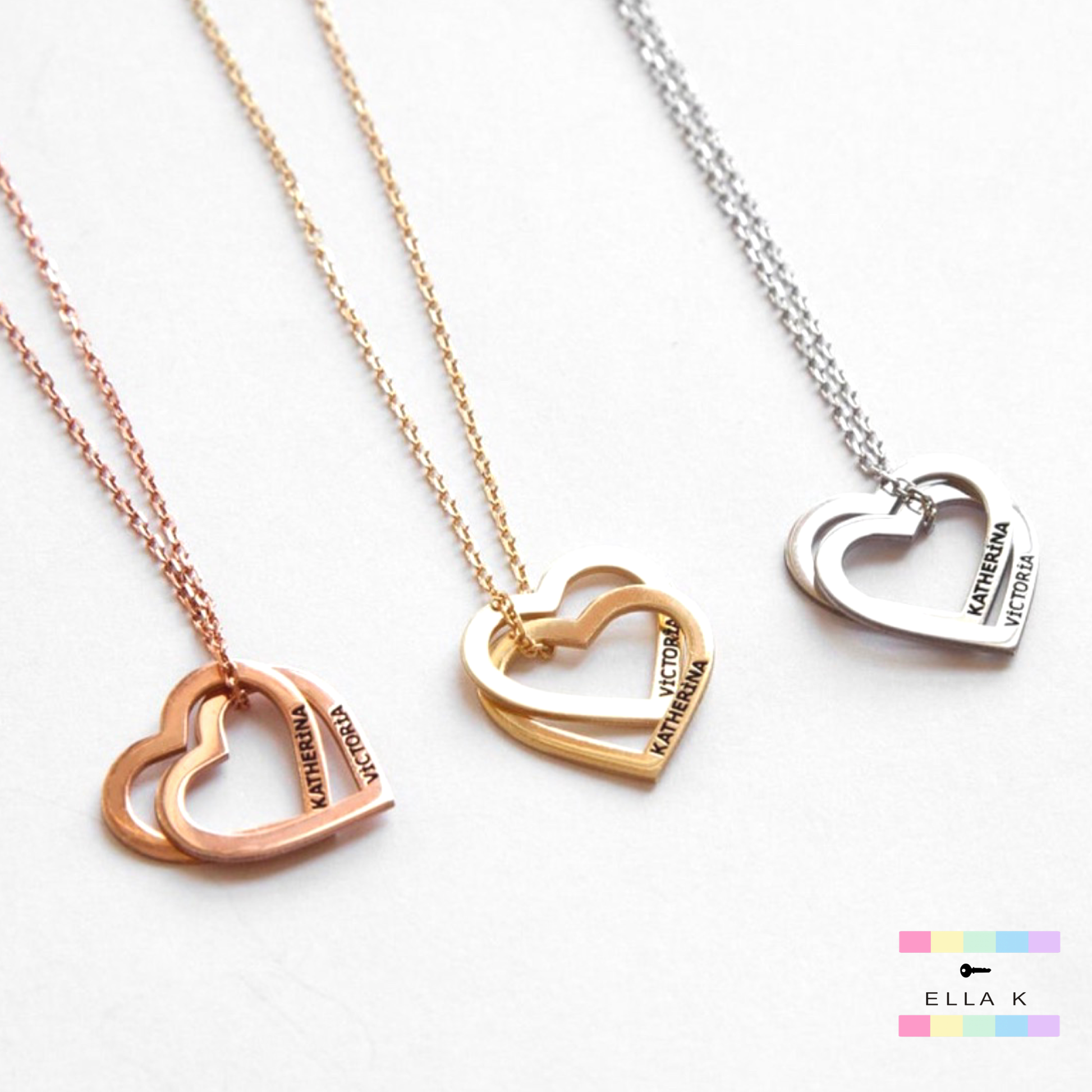 Gold heart pendant online with name