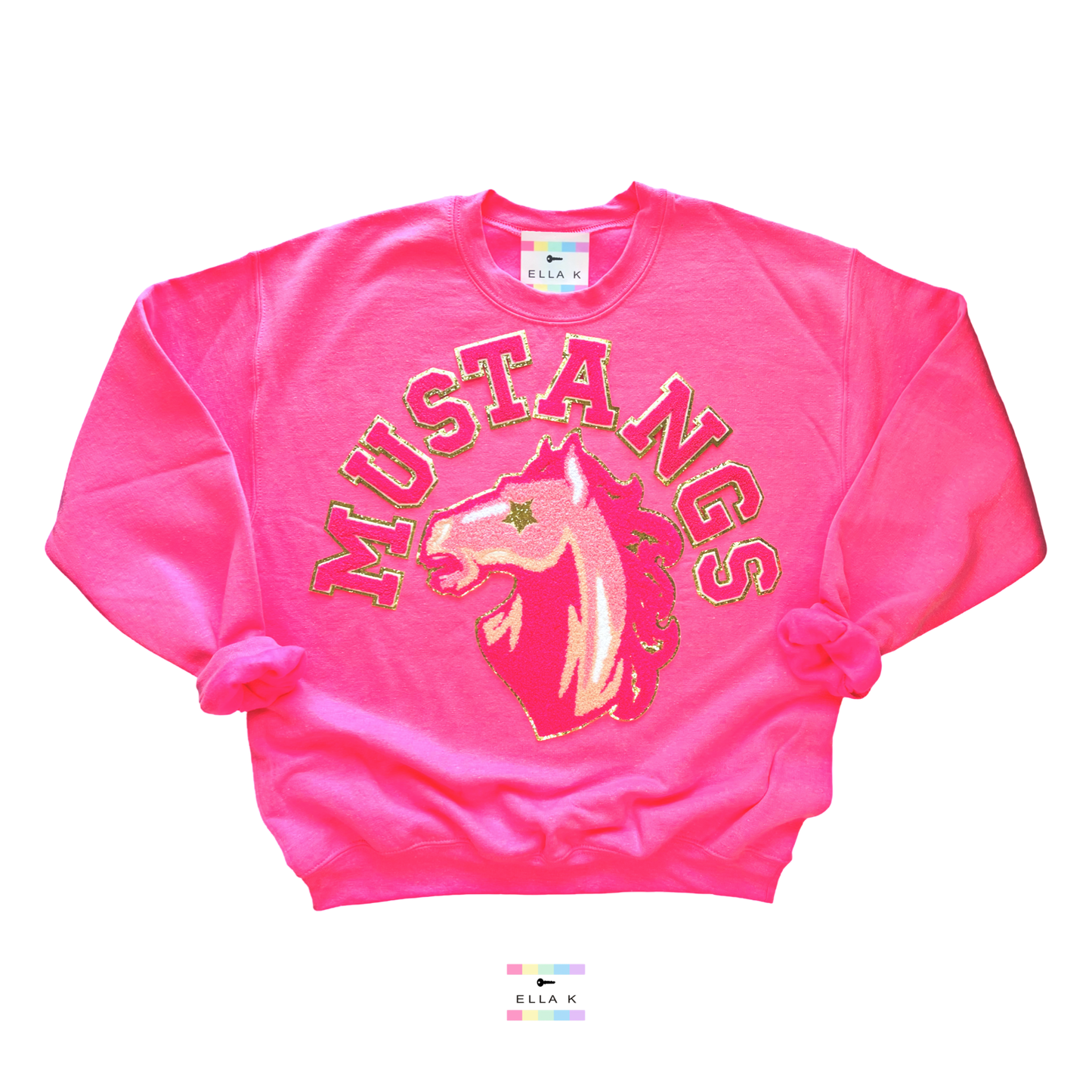 West Jones Mustangs Preppy Pink Varsity  Pullover