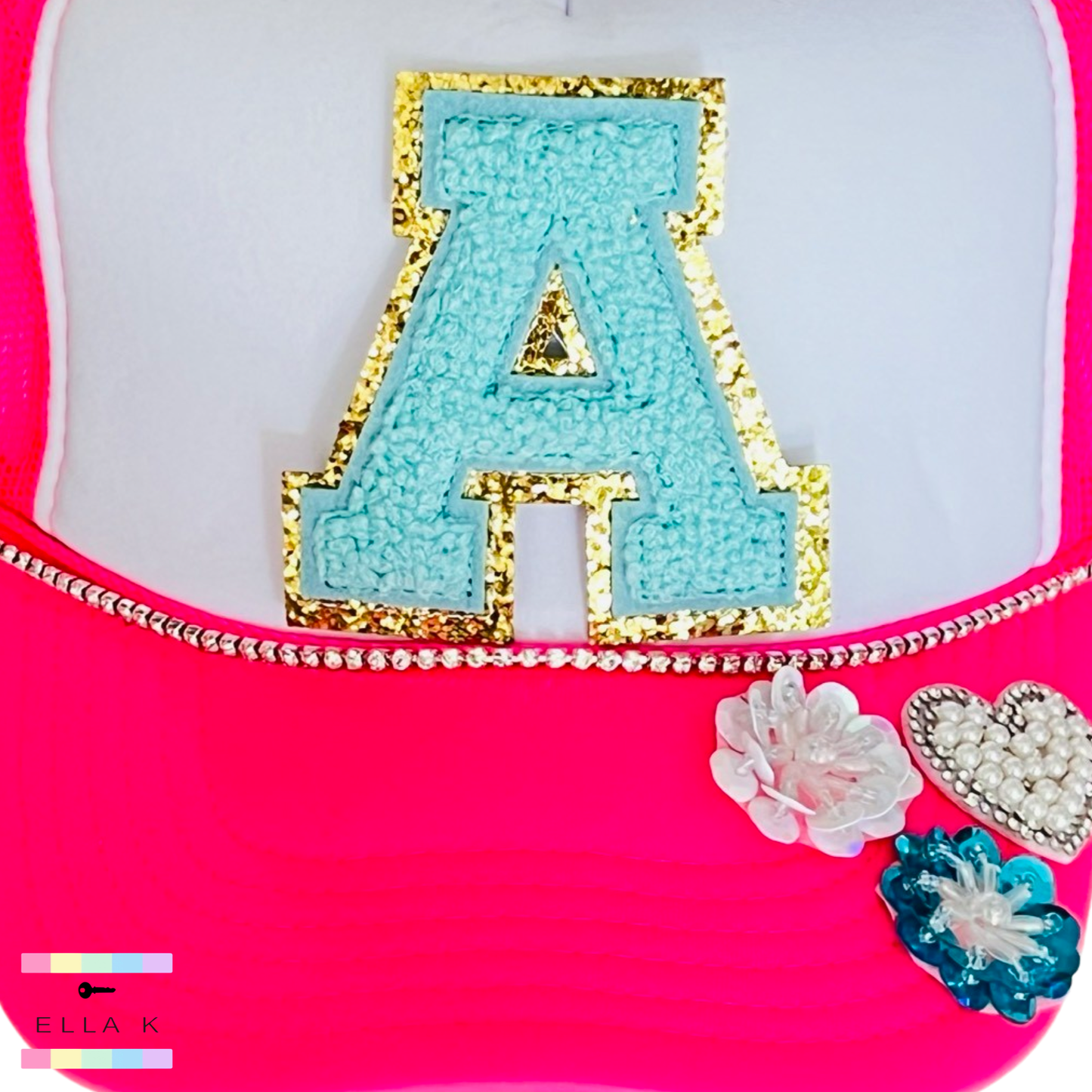 Neon Pink Custom Chenille Letter Trucker Hat