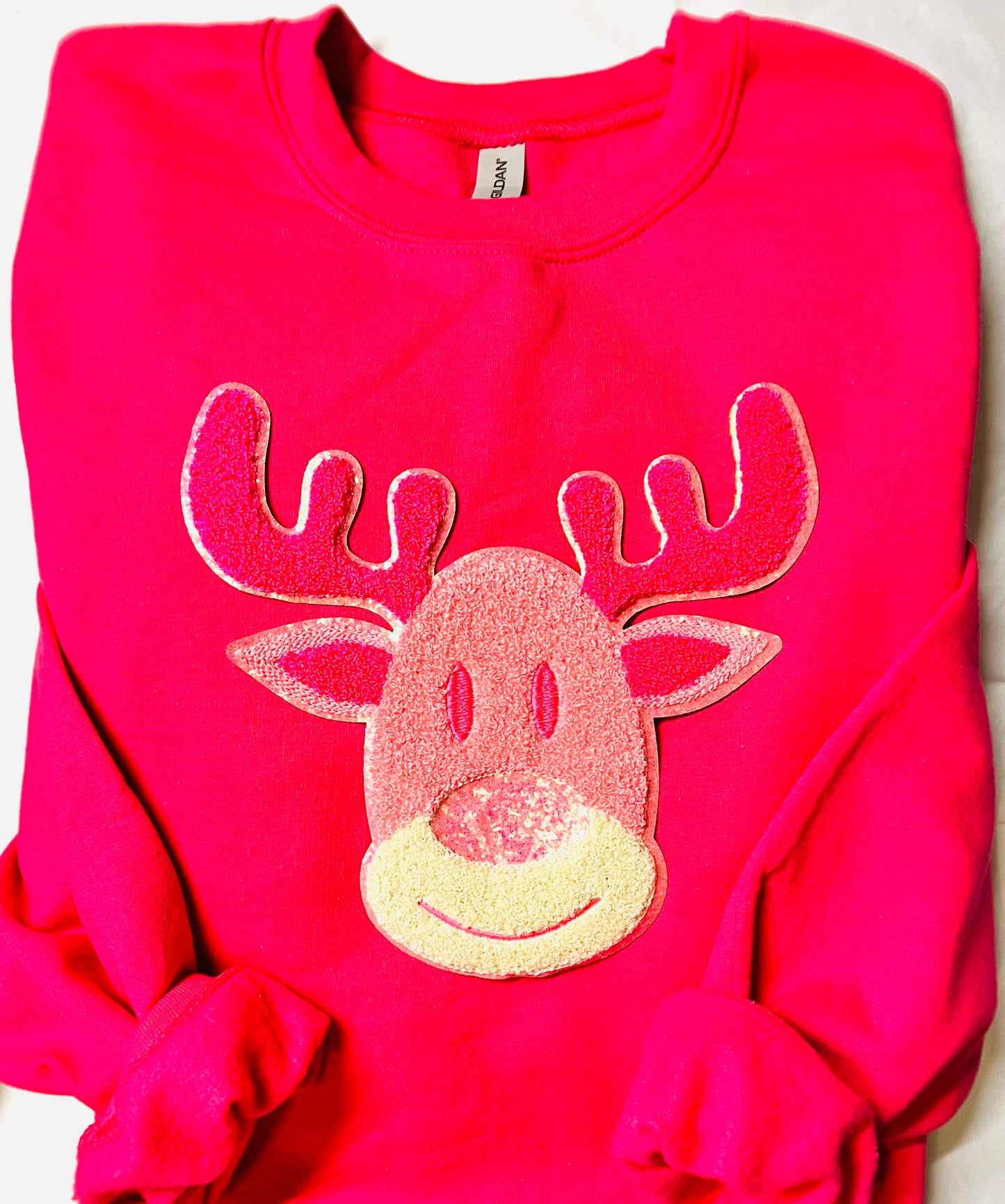 Preppy Pink Reindeer Sweatshirt - Pink & Irish Green