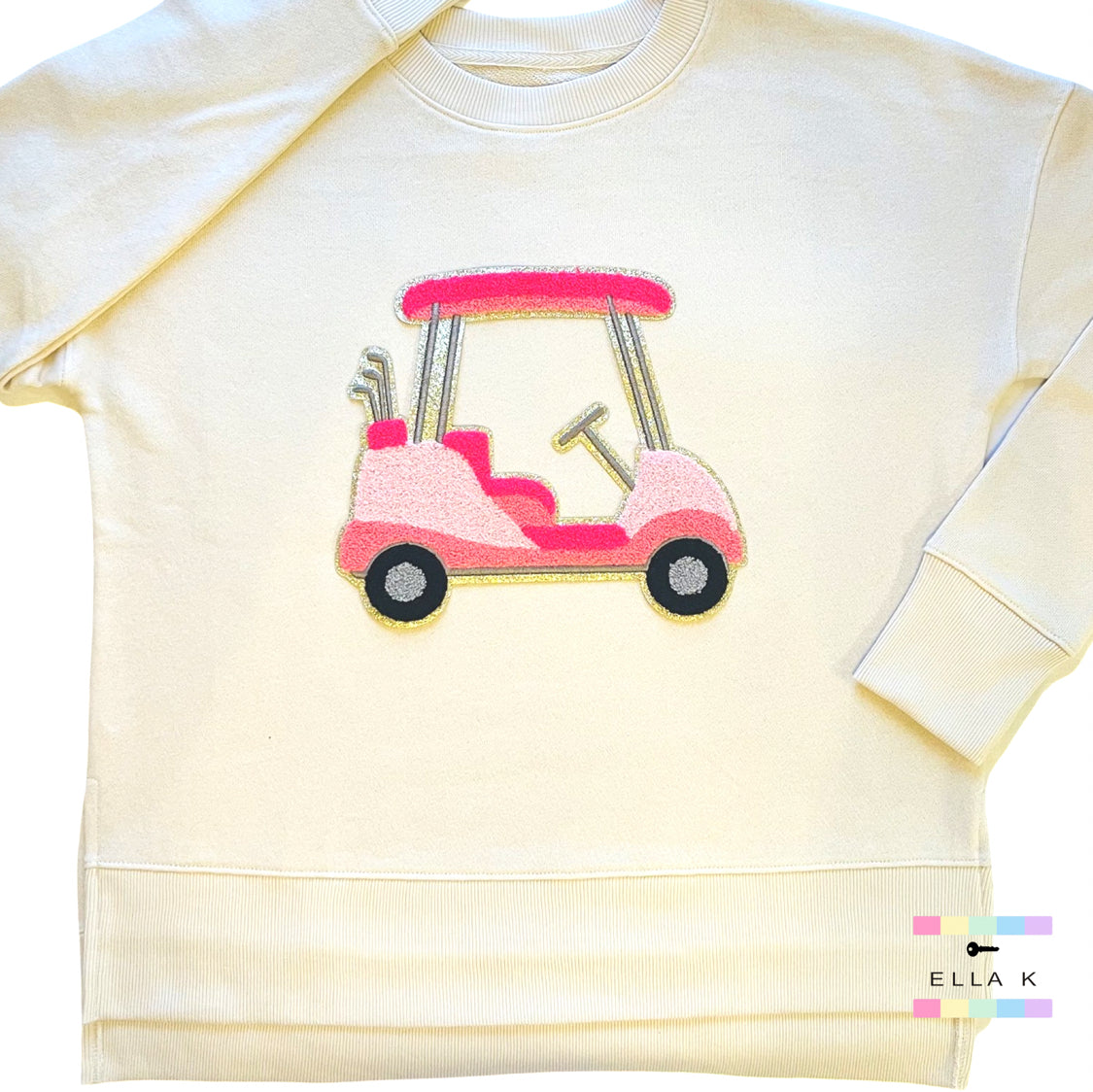 Preppy Pink Golf Cart Pullover - Beige