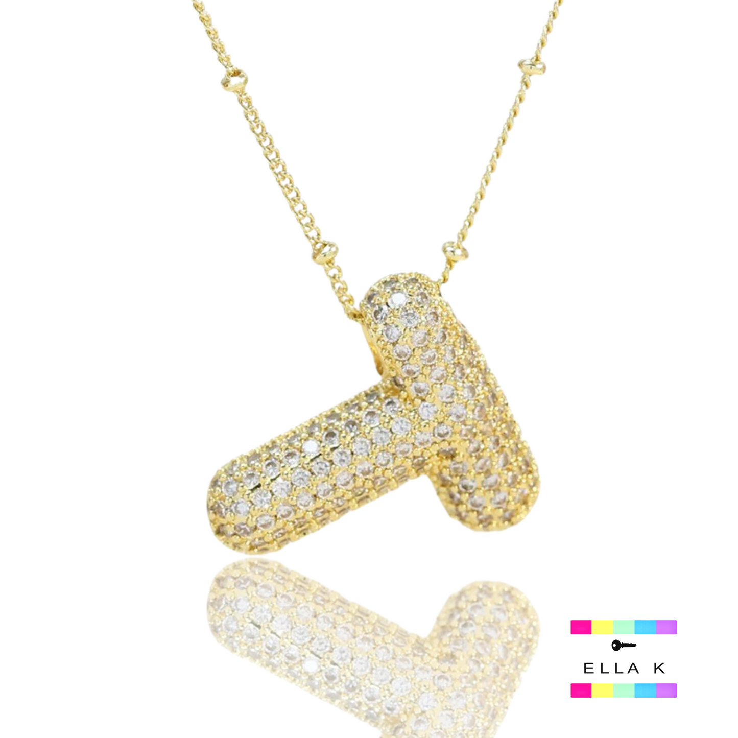 Pave Bubble Letter Necklace