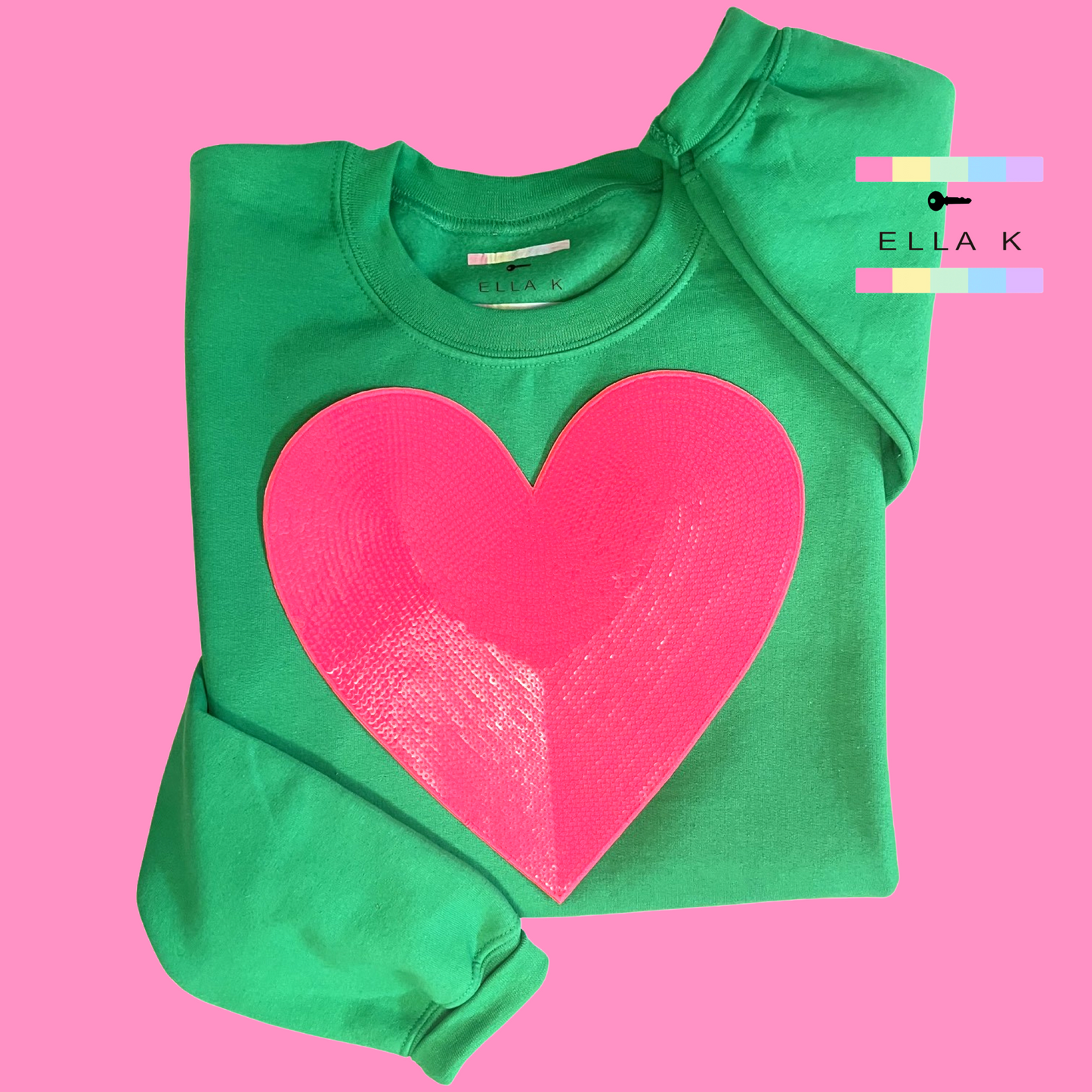 Love In Pink Pullover Kelly Green