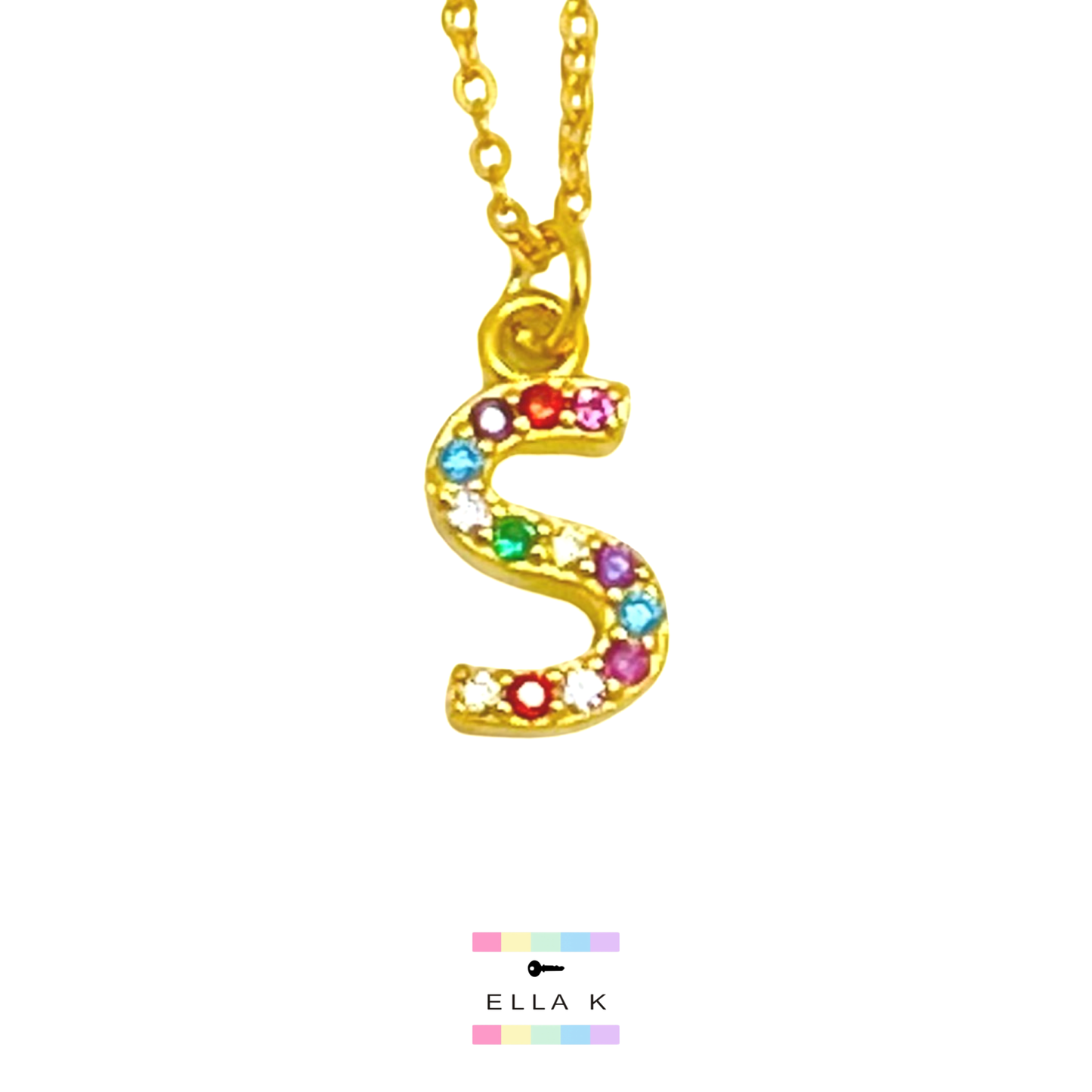 Rainbow Mini Initial Necklace