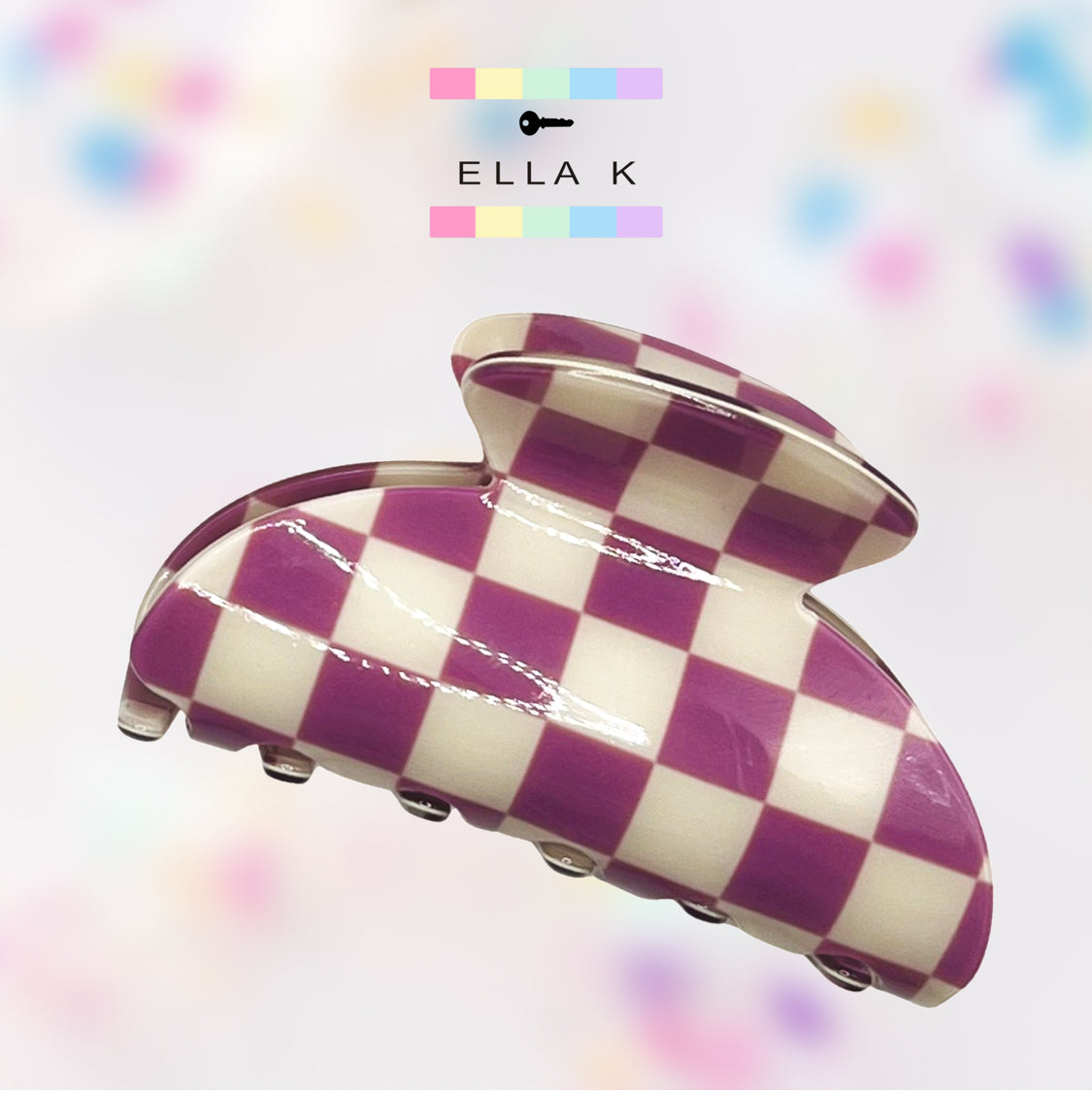 Custom Name Checkered Hair Claw Clip