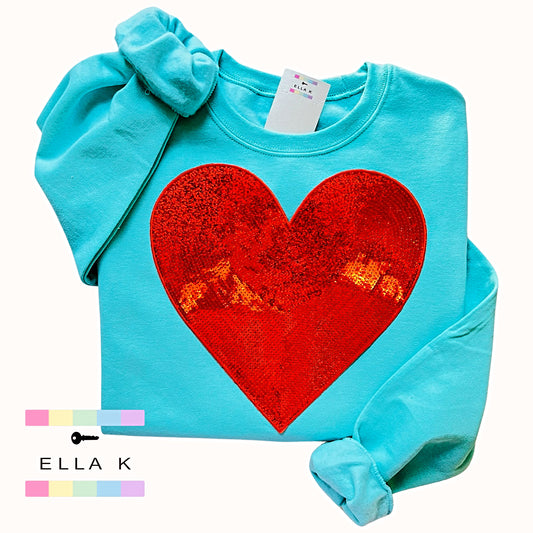 Love In Red Sweatshirt - Scuba Blue