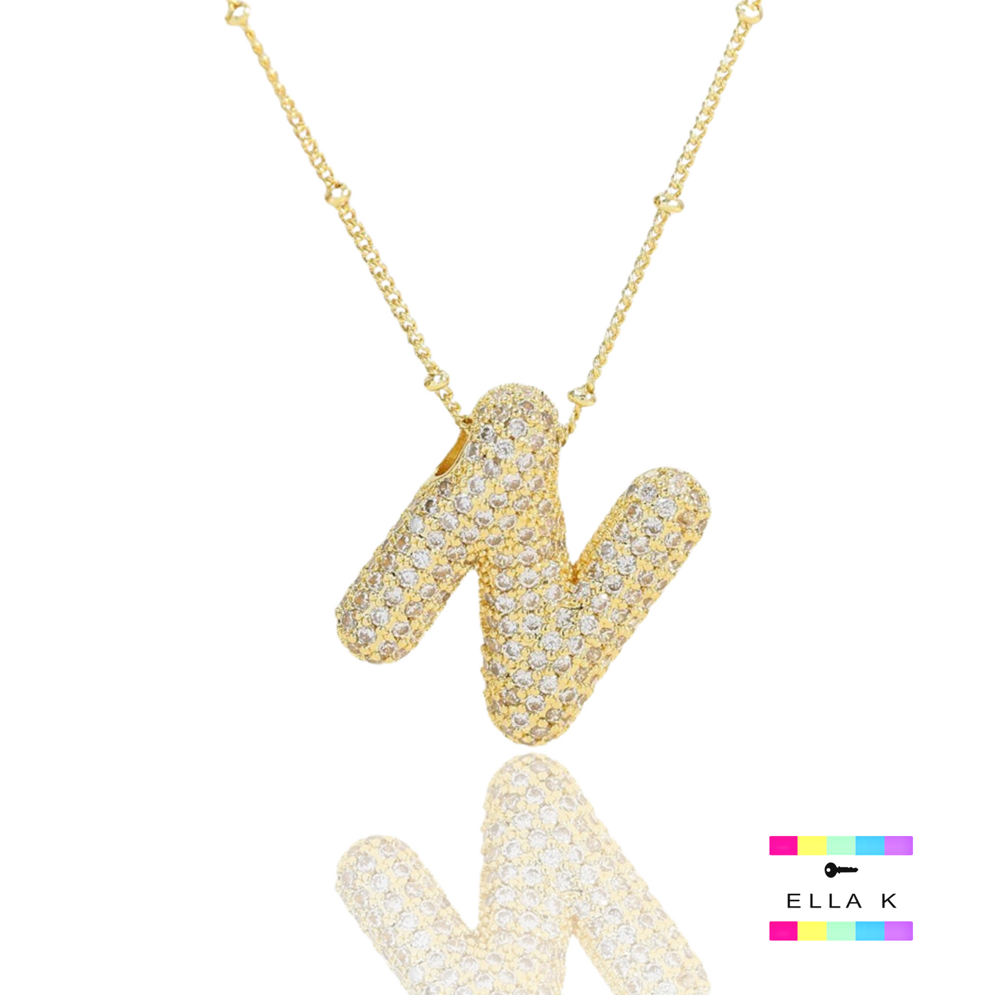 Pave Bubble Letter Necklace