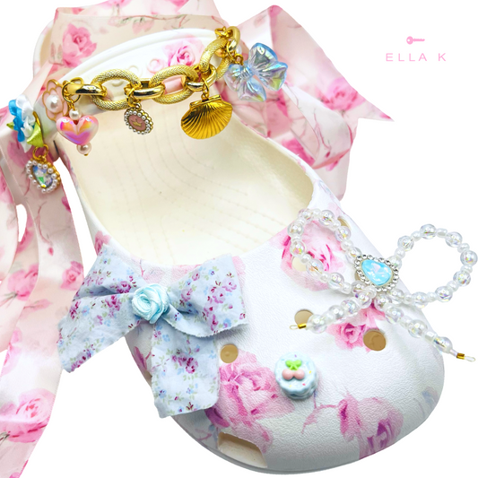 Blue Summer Floral Fancies / Clog Style Shoe Charms