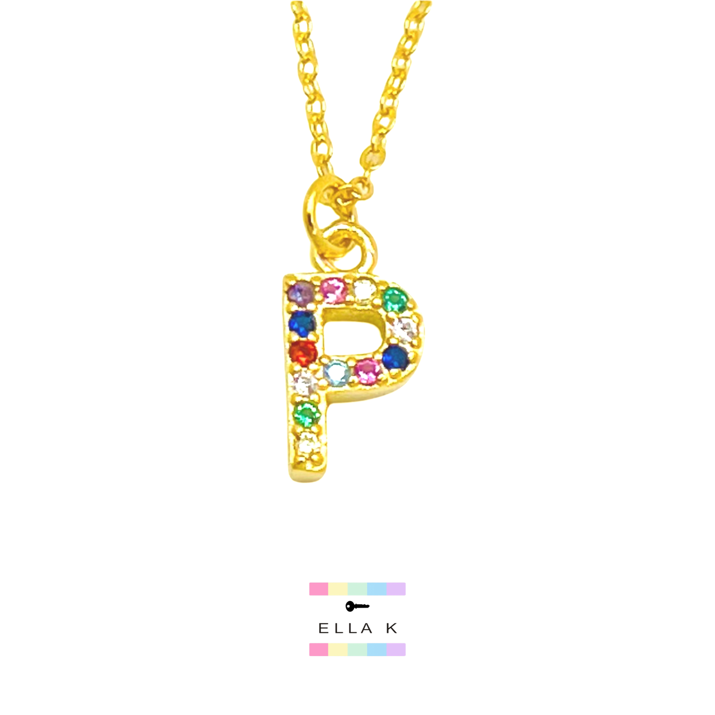 Rainbow Mini Initial Necklace