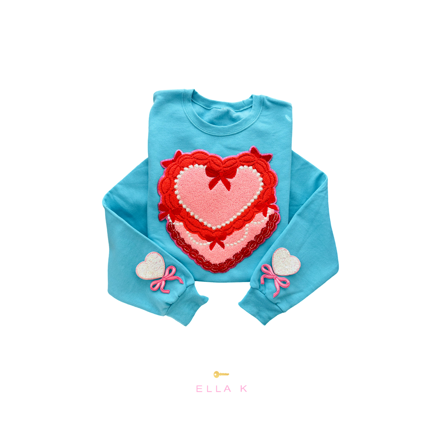 Coquette Bow Chenille Heart Cake Sweatshirt