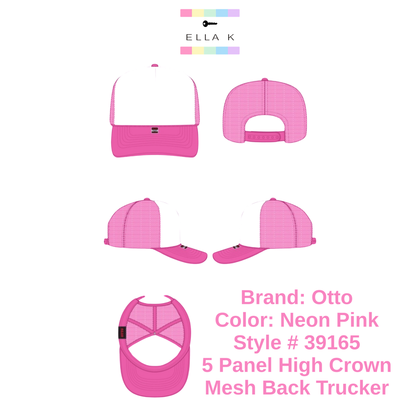 Neon Pink Custom Letter Trucker Hat