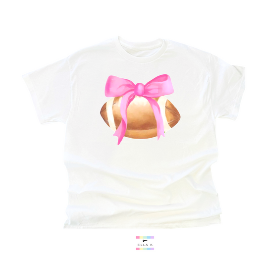 Pink Coquette Bow Football Tee