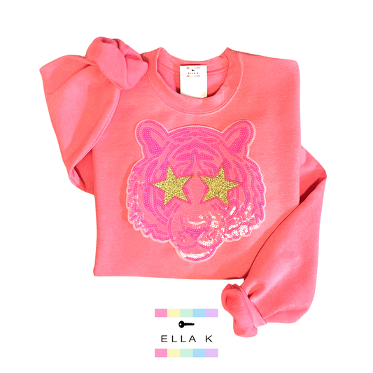 Pink Starry-Eyed Tiger Sweatshirt