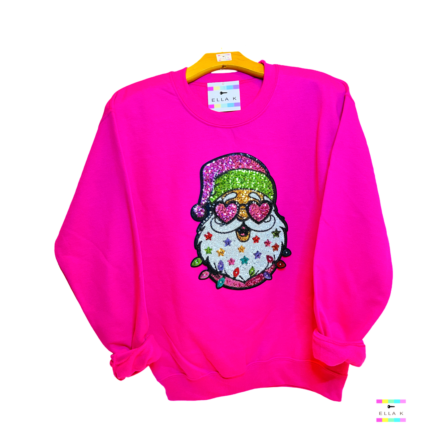 Cool Santa Shades Hot Pink Christmas Sweatshirt