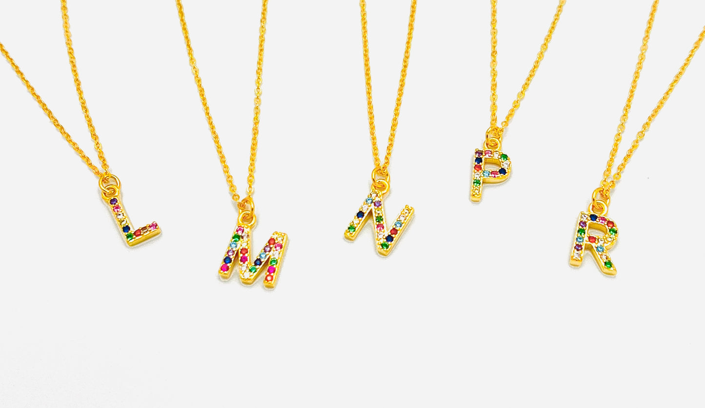 Rainbow Mini Initial Necklace