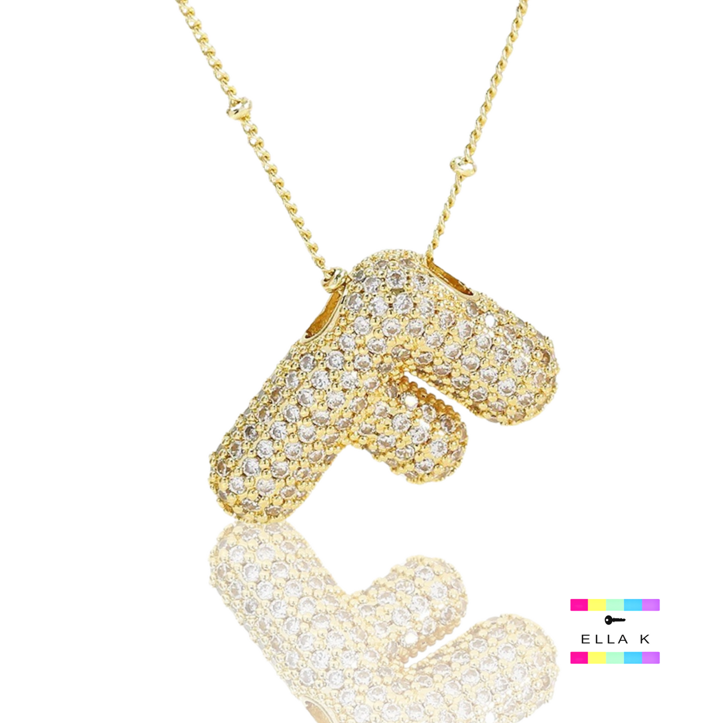 Pave Bubble Letter Necklace