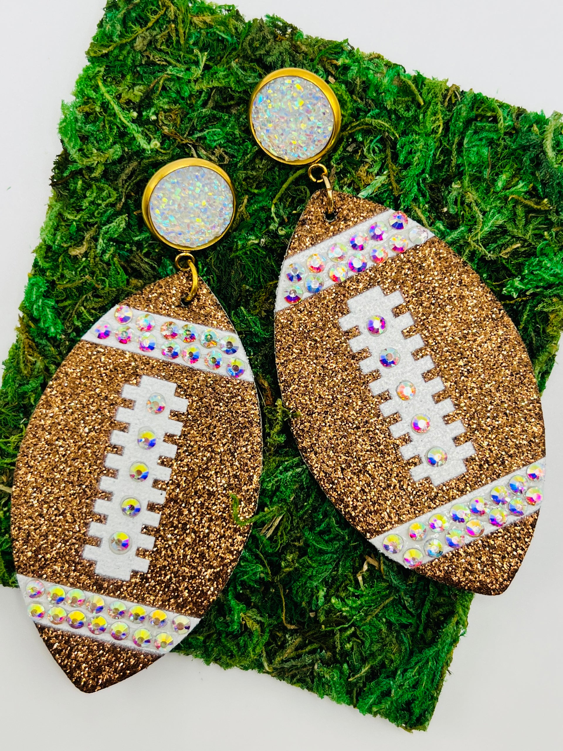 Harvest Glitter Football Nickel Free Earrings