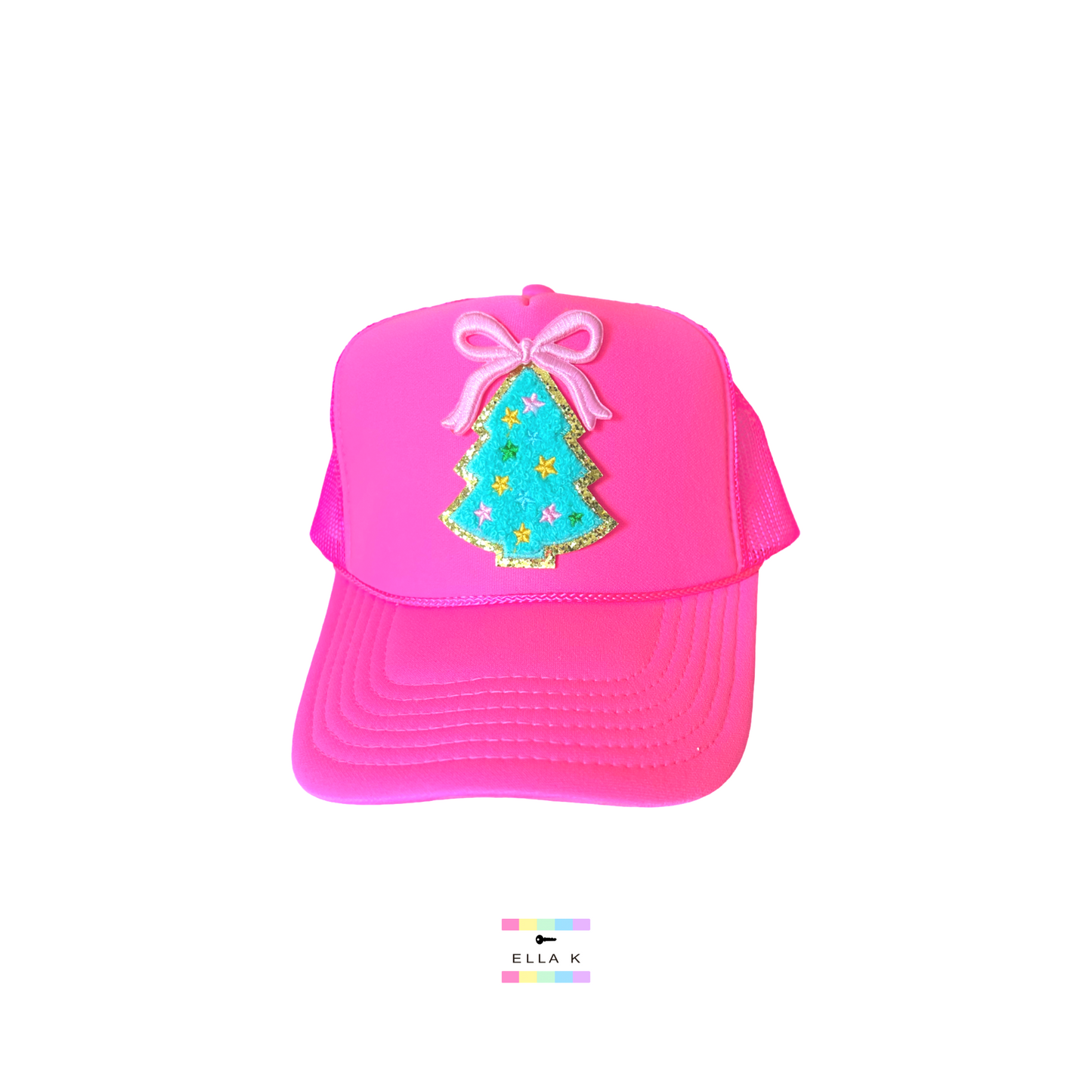Teal Christmas Tree Trucker Hat
